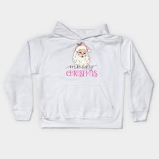 Vintage Pink Santa Claus Merry Christmas Kids Hoodie